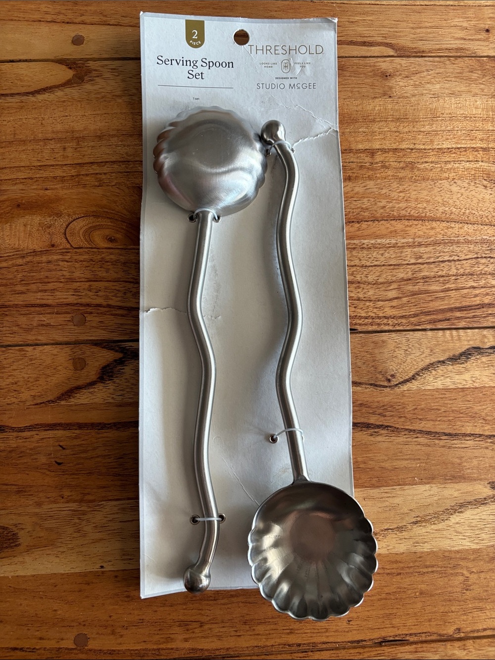 Studio McGee Stainless Steel Scalloped Serving Spoon Pair
